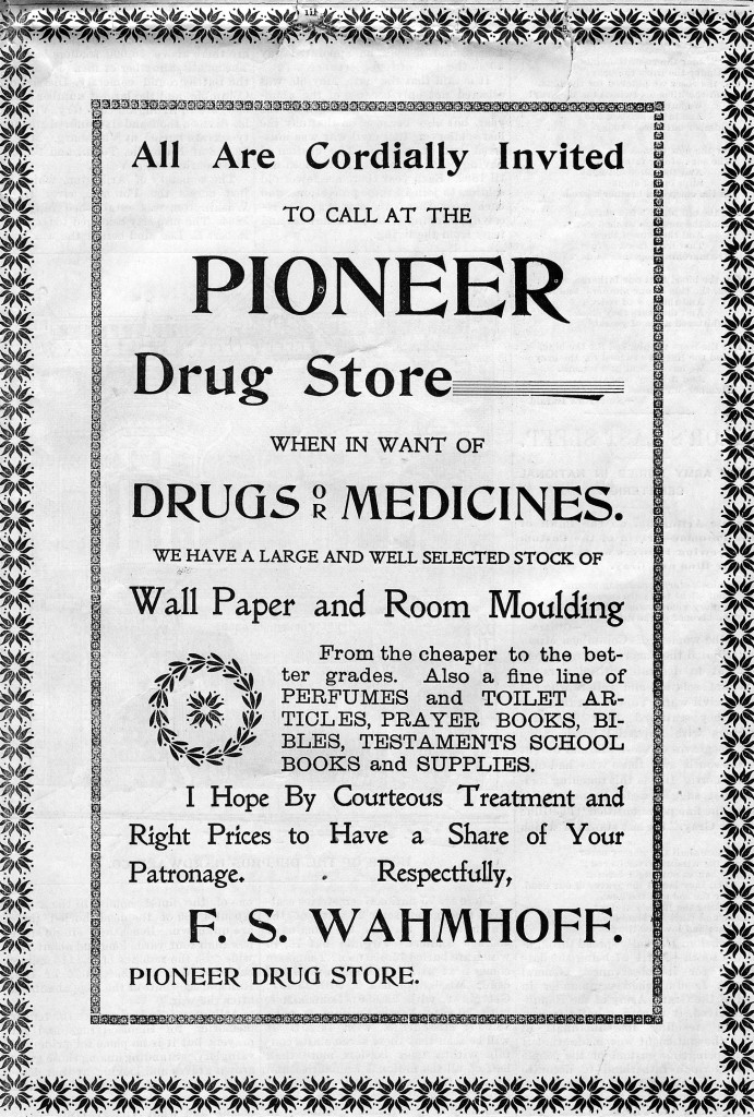 Advertising Pioneer Drug Store 1899 Newspaper